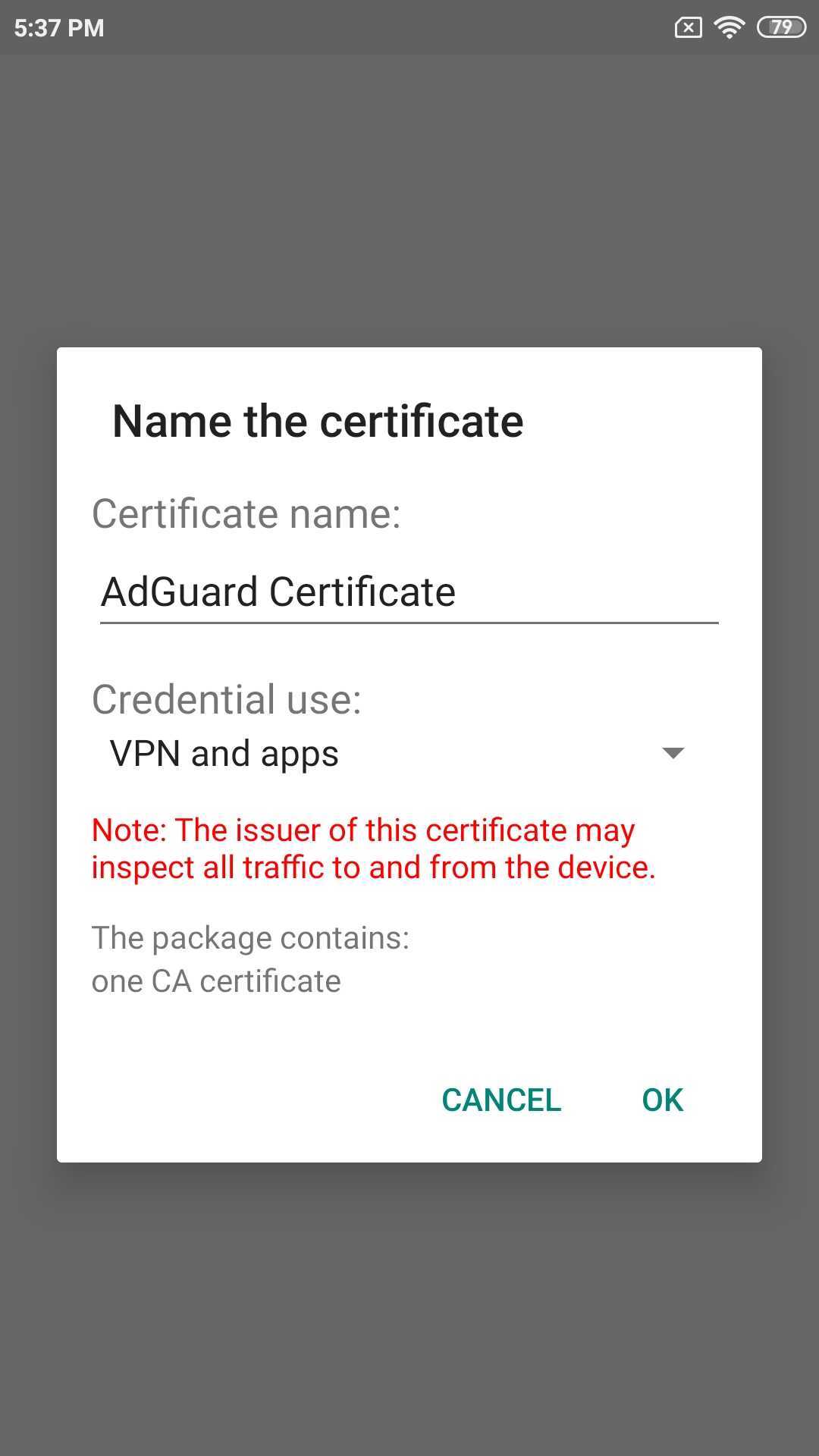 Activer le filtrage HTTPS sur Android 7–9. Étape 2 *mobile_border