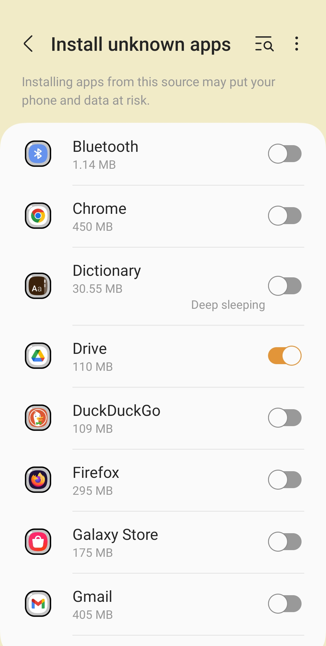 Installation d'applications à partir de sources inconnues *mobile_border